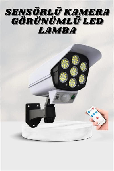 Solar Lamba Kamera Görünümlü Duvar Lambası Dönebilen Bahçe Aydınlatması