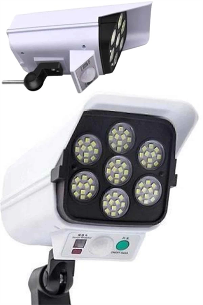 Solar Lamba Kamera Görünümlü Duvar Lambası Dönebilen Bahçe Aydınlatması