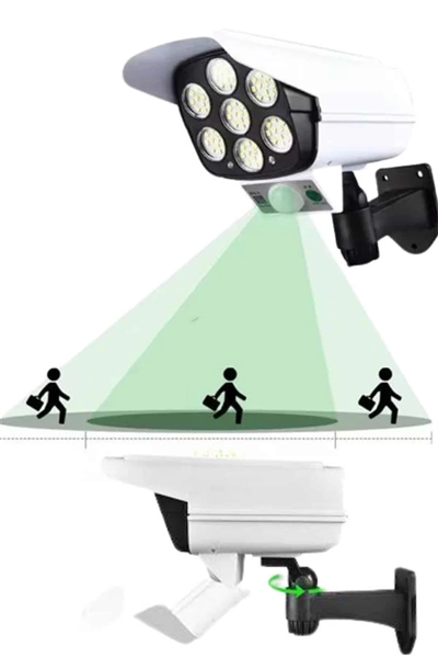 Solar Lamba Kamera Görünümlü Duvar Lambası Dönebilen Bahçe Aydınlatması