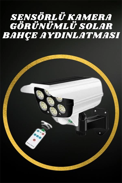 Solar Lamba Kamera Görünümlü Duvar Lambası Dönebilen Bahçe Aydınlatması