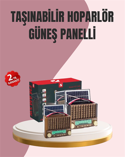 Solar Panel Şarjlı Taşınabilir Radyo Bluetooth Hoparlör Müzik Kutusu