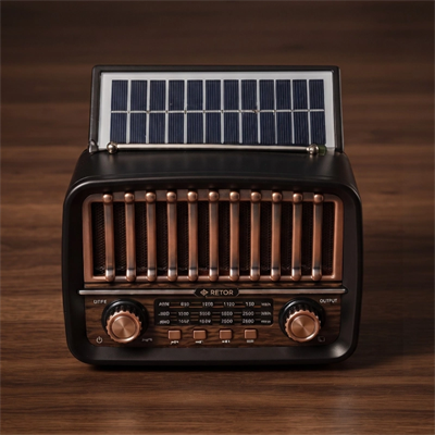 Solar Panelli FM Radyo - Şarjlı - Bluetooth Özellikli - AUX Girişli - Nostaljik Tasarım