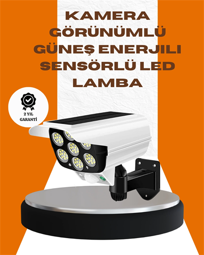 Solar Şarjlı Kamera Tasarımlı LED Duvar Lambası Hareket Sensörlü Dış Mekan Aydınlatma