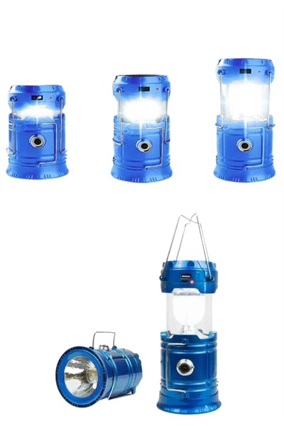 Solar Şarjlı Kamp Lambası Güneş Enerjili Kızaklı Kamp Feneri Çadır Feneri Led Işıldak