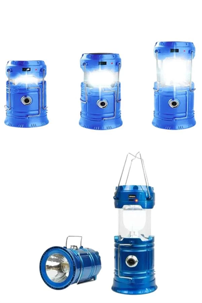 Solar Şarjlı Kamp Lambası Güneş Enerjili Kızaklı Kamp Feneri Çadır Feneri Led Işıldak