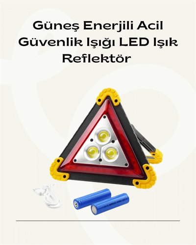 Solar Şarjlı Üçgen LED Park ve İkaz Lambası