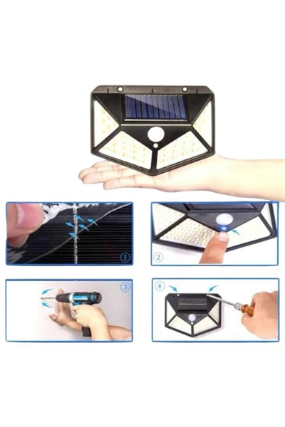 Solar Sensörlü Duvar Lambası Bahçe Lambası Parlak Beyaz Işık Suya Dayanıklı