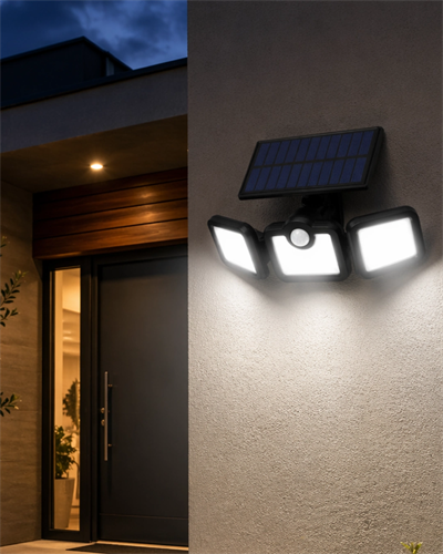 Solar Sensörlü LED Projektör Hareket Algılayıcılı Güneş Enerjili Bahçe Lambası Dış Mekan Aydınlatma