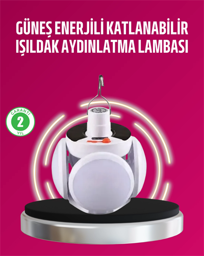 Solar ve USB Şarjlı Su Geçirmez Katlanabilir LED Lamba