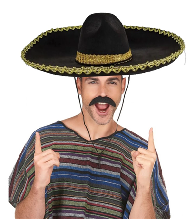 Sombrero Meksika Şapkası Mariachi Altın Şeritli Yetişkin Boy