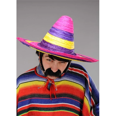 Sombrero Meksika Şapkası Renkli Örme Hasır Yetişkin Boy