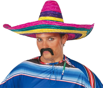 Sombrero Meksika Şapkası Renkli Örme Hasır Yetişkin Boy