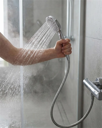 Spiral Hortumlu 4 Kademeli Krem El Duşu Başlığı Banyo Duş Seti