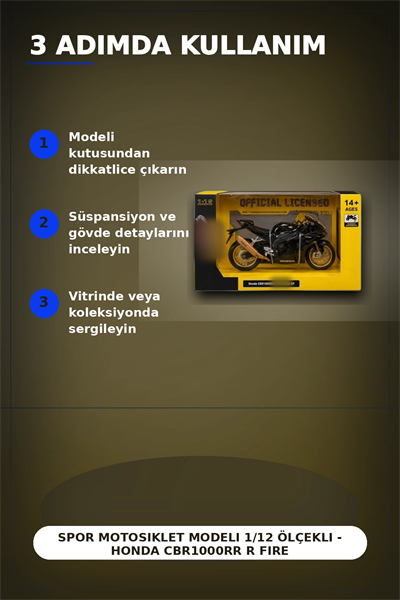 Spor Motosiklet Modeli 1/12 Ölçekli - Honda CBR1000RR R Fireblade Minyatür, Koleksiyonluk BX-313416