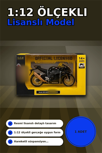 Spor Motosiklet Modeli 1/12 Ölçekli - Honda CBR1000RR R Fireblade Minyatür, Koleksiyonluk BX-313416