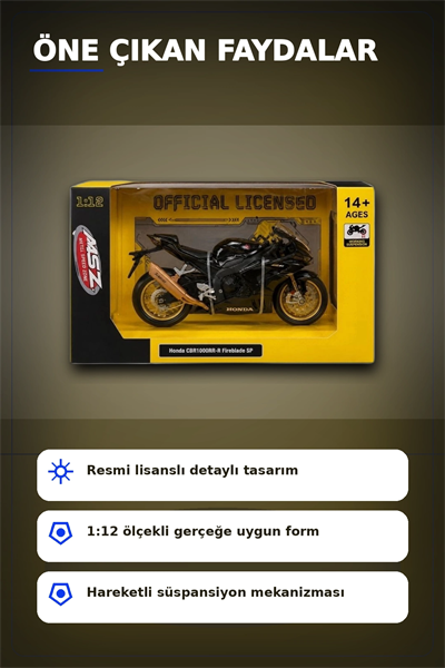 Spor Motosiklet Modeli 1/12 Ölçekli - Honda CBR1000RR R Fireblade Minyatür, Koleksiyonluk BX-313416