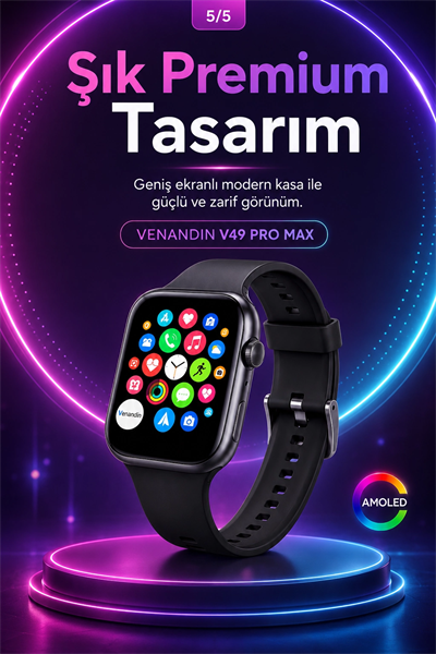 Spor Takip Özellikli AMOLED Ekran Akıllı Saat Telefon Uyumlu Bluetooth Bağlantılı
