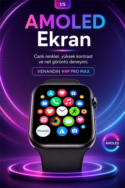 Spor Takip Özellikli AMOLED Ekran Akıllı Saat Telefon Uyumlu Bluetooth Bağlantılı