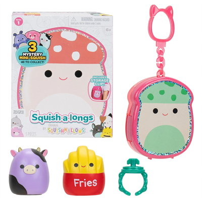 Squish-a-longs 3 Figür + Yüzük Çantalı Sürpriz Paket Seri 1