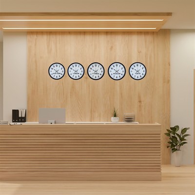 Standart Dünya Saatleri 5’li Siyah Set 36 cm