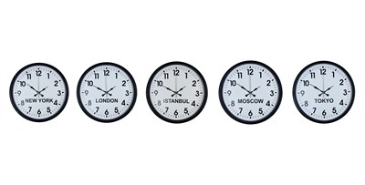 Standart Dünya Saatleri 5’li Siyah Set 36 cm