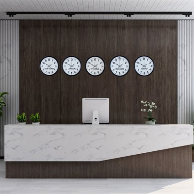 Standart Dünya Saatleri 5’li Siyah Set 36 cm