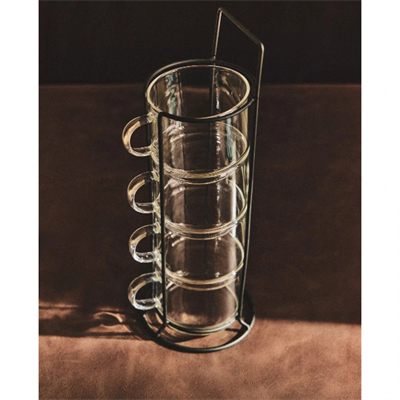 Standlı Borosilikat 4lü Fincan Seti