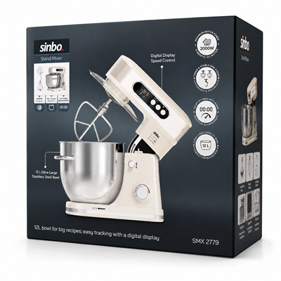 Standlı Mikser - Blender Seti Hamur Yoğurucu - Çırpıcı - Karıştırıcı 8kadem. Hız Ayar 12lt Hazne 2000w Smx-2779 Bx40