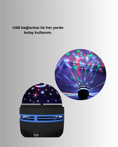 Star Master Galaxy Projektör – 360° Dönebilen Gece Lambası, Dekoratif Ambiyans Işığı