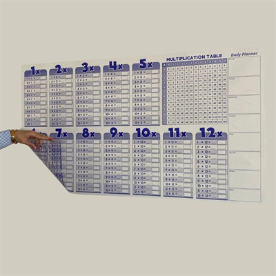Statik Akıllı Kağıt Ingilizce Çarpım Tablosu 100x56 Cm(1 Adet Silgili Kalemli) Bx40