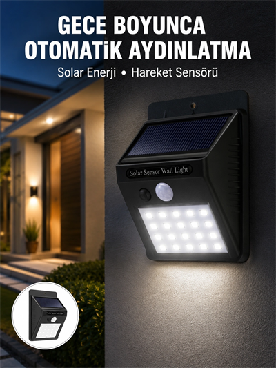 Su Geçirmez 20 LED Solar Aydınlatma | Dış Mekan için PIR Hareket Sensörü ile Akıllı Işık Yeni Nesil
