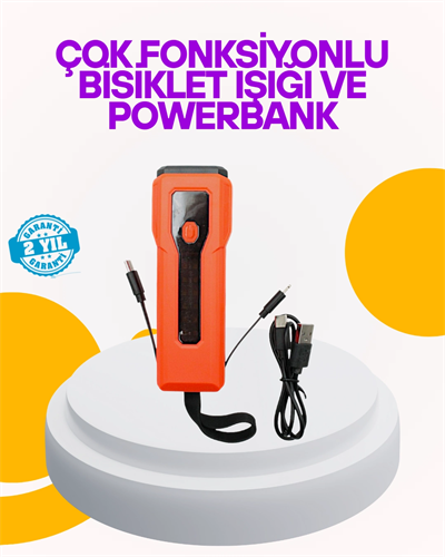 Su Geçirmez Bisiklet Işığı 5000 mAh Powerbankli Ön Far