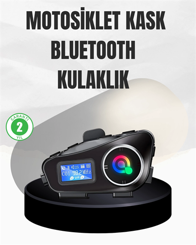 LCD Ekranlı Bluetooth Kask Kulaklığı FM Radyo ve SD Kart Girişli