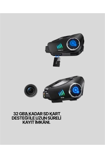 Su Geçirmez Bluetooth Kask Kulaklık ve 1080P Kamera Özellikli Motosiklet Interkom Sistemi
