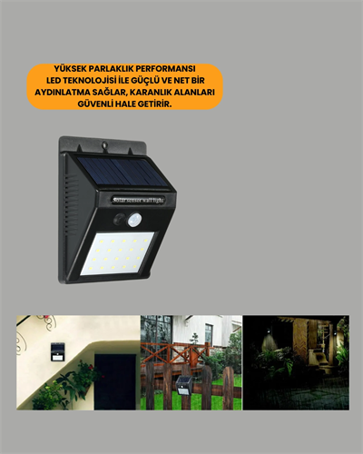Su Geçirmez IP65 20 LED Solar Sensörlü Bahçe ve Veranda Aydınlatma Yeni Nesil