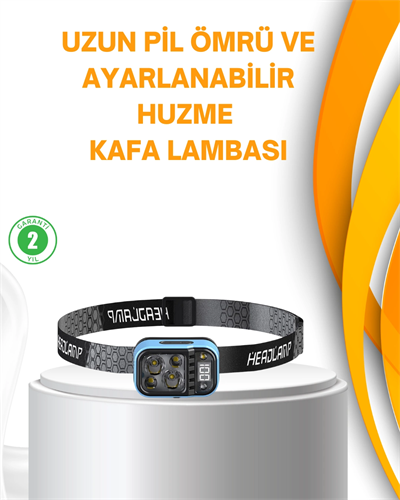 Su Geçirmez LED Kafa Lambası 53 Çalışma Modu Güç Ekranlı