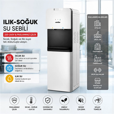 Su Sebili - Sıcak, Ilık ve Soğuk Su Seçenekli - Üstten Yüklemeli