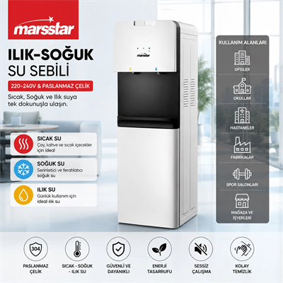Su Sebili Sıcak - Soğuk - Ilık 220-240v - Paslanmaz Çelik Mswd-100 Bx40
