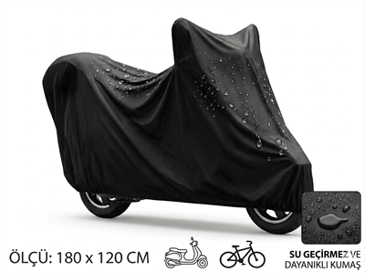 Su ve Toz Geçirmez Motosiklet ve Scooter Koruma Brandası 180x120 cm