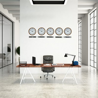 Sunrise Turuncu 36 Cm 5 li Tabelalı Dünya Saatleri