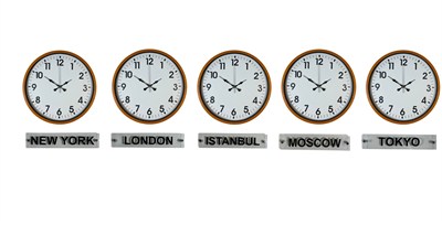 Sunrise Turuncu 36 Cm 5 li Tabelalı Dünya Saatleri