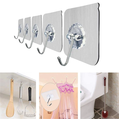 Süper Güçlü Yapışkanlı Suya Dayanıklı Şeffaf Askı 5li Set Yeniden Kullanılabilir Kancalar Bx40