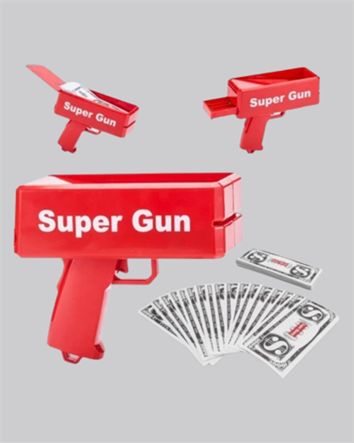 Super Money Gun Para Saçma Tabancası Yüksek Atış Güçlü Kırmızı Model