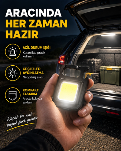 Süper Parlak 800 Lümen LED Fener – USB Şarjlı, 3 Işık Modlu, Mini Taşınabilir ve Anahtarlık Tipi Yeni Nesil