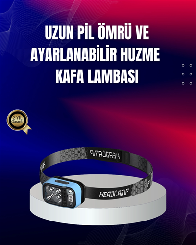 Süper Parlak LED Kafa Feneri 3 Renk 53 Mod Type C Şarjlı