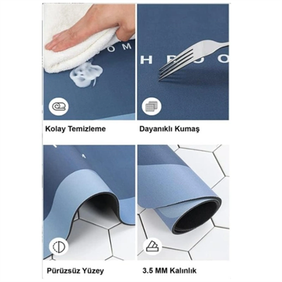 Süper Su Emici Kaymaz Tabanlı Banyo Paspası ( 40x60 )cm
