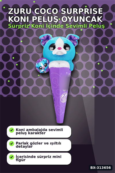 Sürpriz Bebekli Koni Peluş Coco 28 cm - 6 Karakterden Rastgele 1 Adet, 3+ Yaş Hediye BX-313656