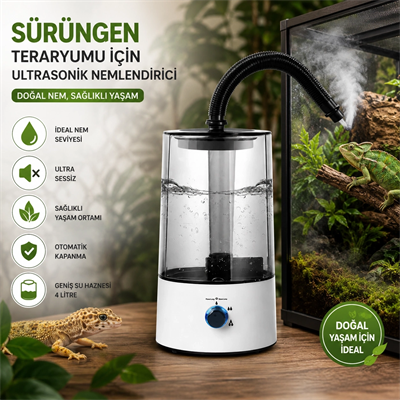 Sürüngen Teraryumu Nemlendirici Sis Makinesi - Ultrasonik Otomatik Buhar Üretici | Bukalemun, İguana, Gecko İçin