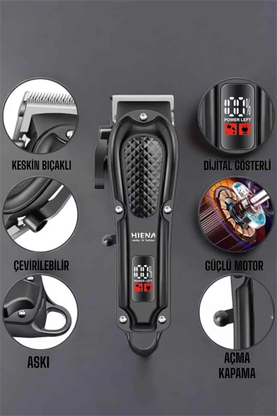 Suya Dayanıklı Tıraş Makinesi Keskin Bıçaklı Dijital Göstergeli Şarjlı
