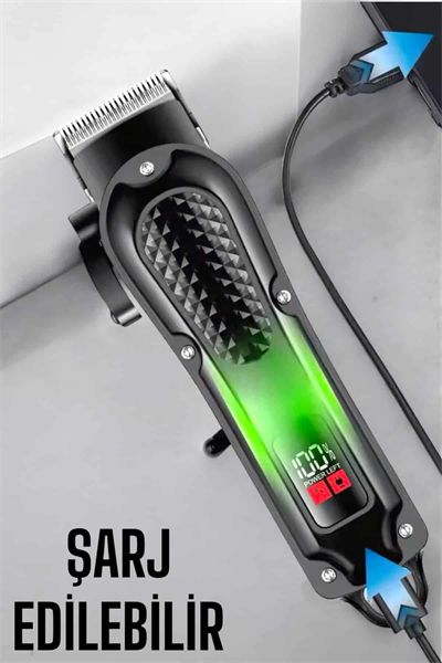 Suya Dayanıklı Tıraş Makinesi Keskin Bıçaklı Dijital Göstergeli Şarjlı